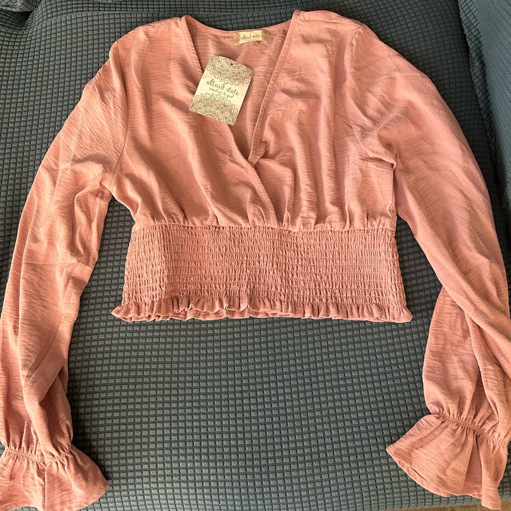 Altar'd State Blush Smocked Blouse